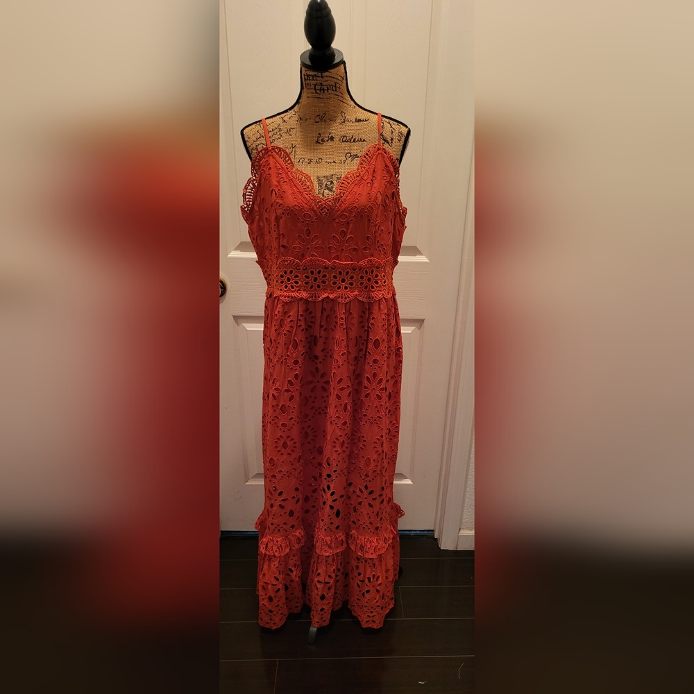 NWT Asos Terracotta Broderie Midi Dress By Asos